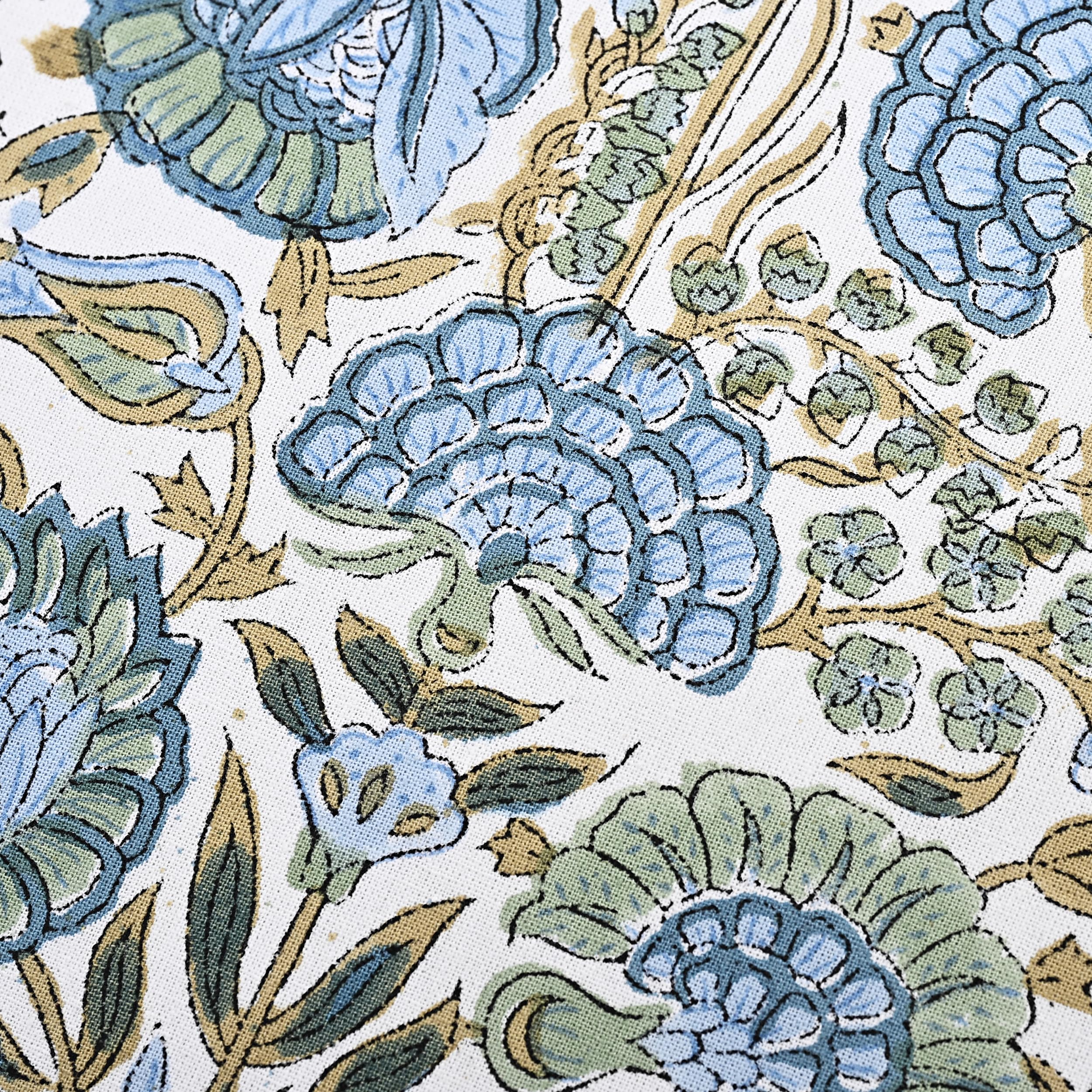 Hand Block Print Cotton Throw Pillow Cover - Asparagus Green