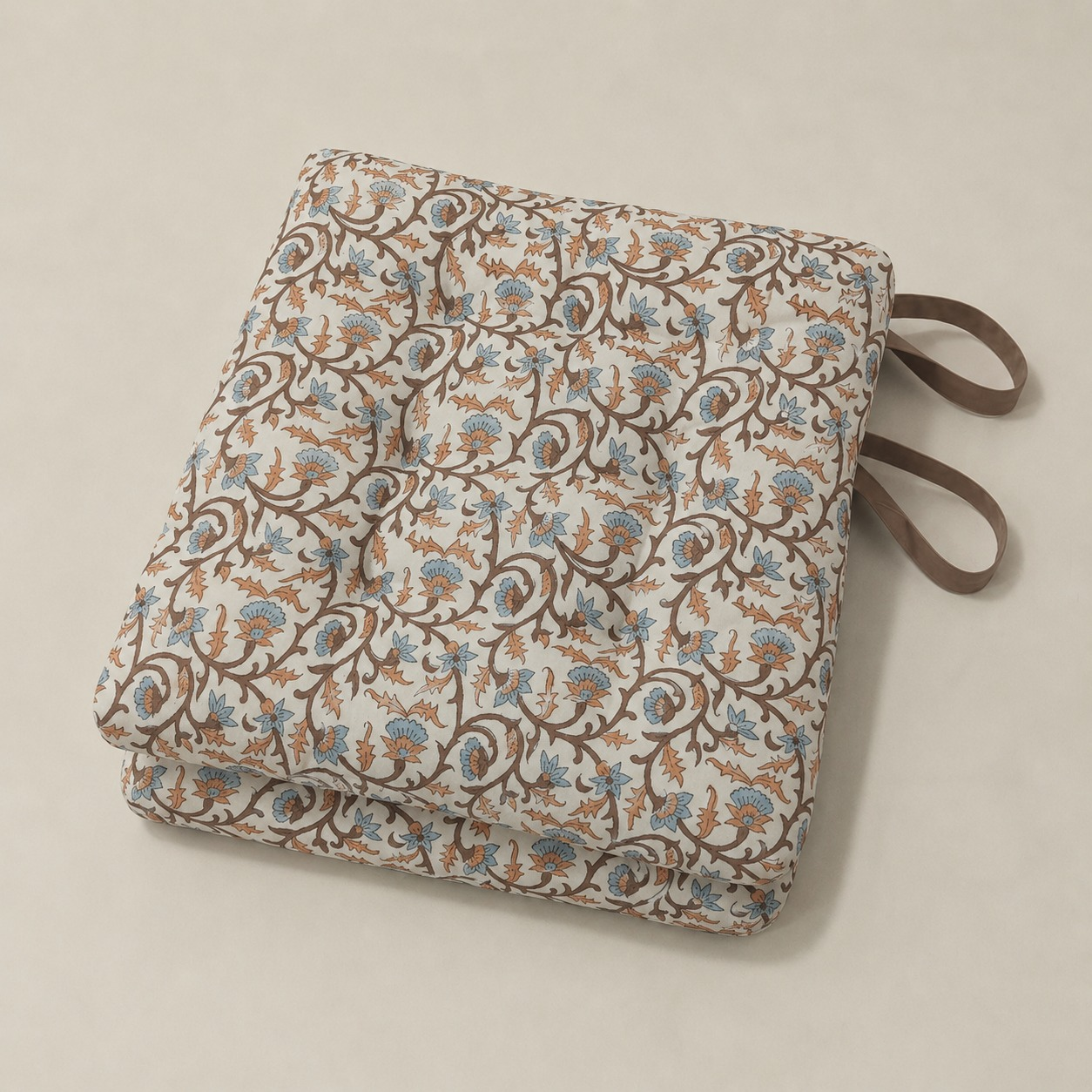 Brown Meadow Vine Chair Cushions Ridhi Block Print