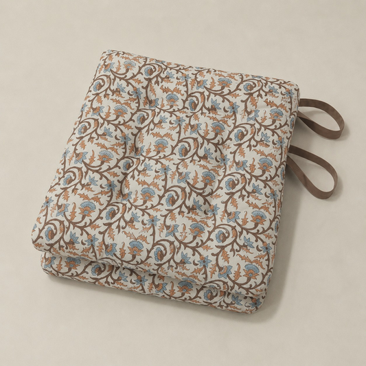 Brown Meadow Vine Chair Cushions Ridhi Block Print