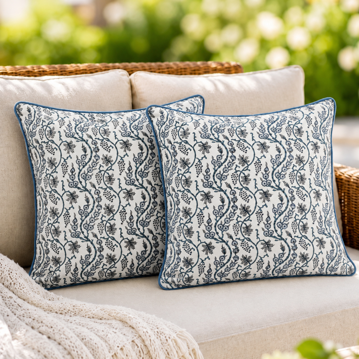 Baby Blue Eyes Piping Pillow Cover RIDHI