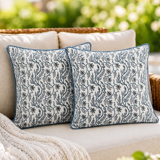 Baby Blue Eyes Piping Pillow Cover RIDHI