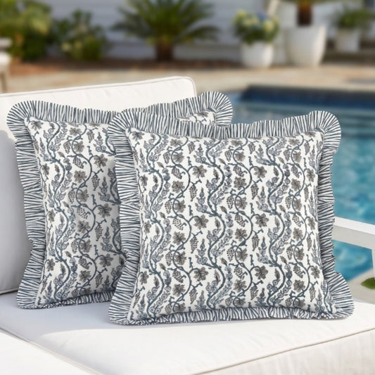 Baby Blue Eyes Ruffle Pillow Cover Ridhi Block Print