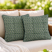 Basil Green Piping Pillow Cover