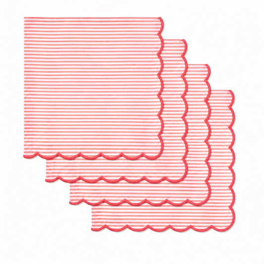 Blush Pink Stripe Embroidery Napkins Ridhi Block Print