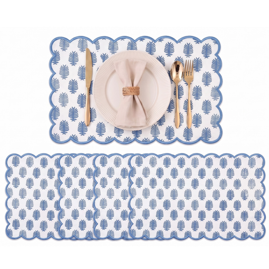 Cerulean Blue Round Placemat Ridhi Block Print