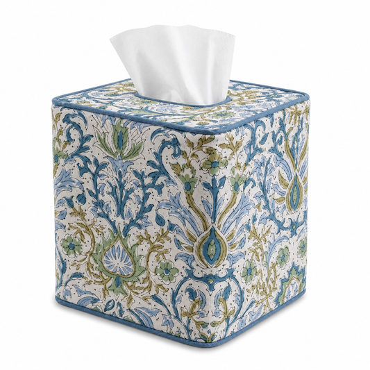 Indigo floral tissue box cover Ridhi Block Print