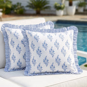 Coastal Blue Ruffle Pillow Cover