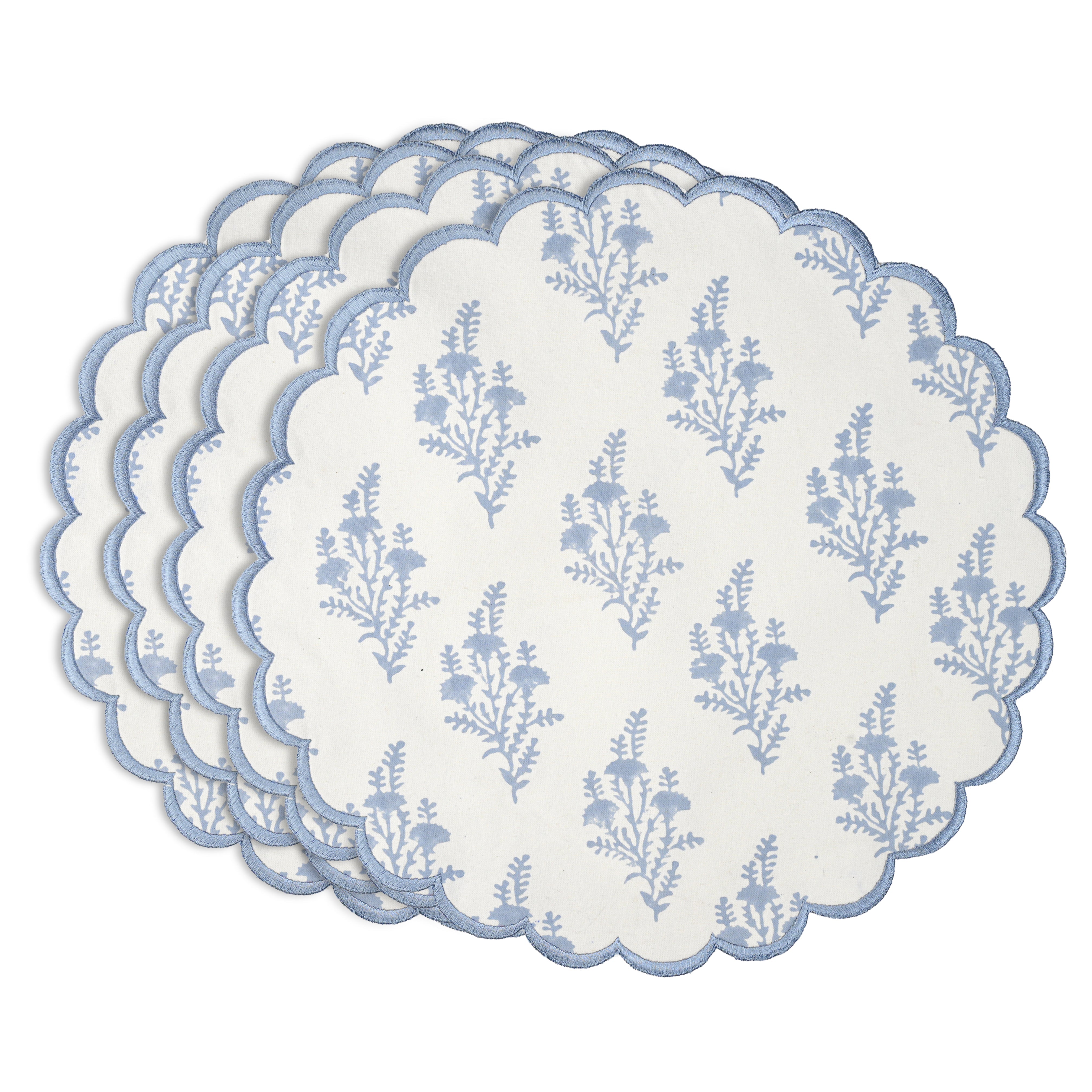 Coastal Blue Round Placemats Ridhi Block Print