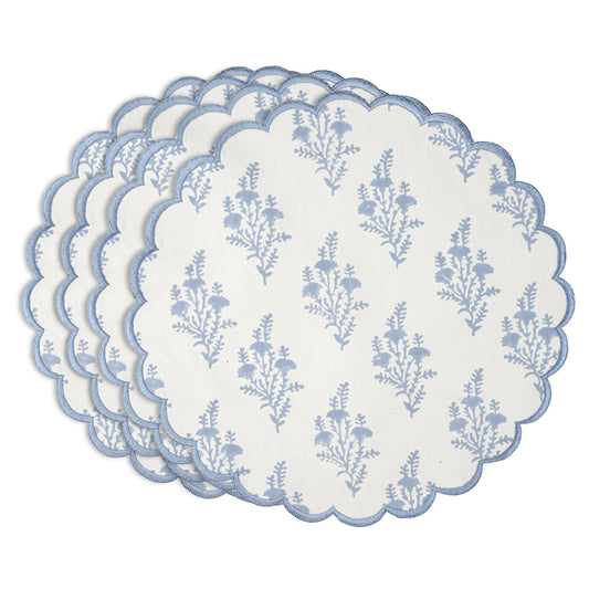 Coastal Blue Round Placemats Ridhi Block Print