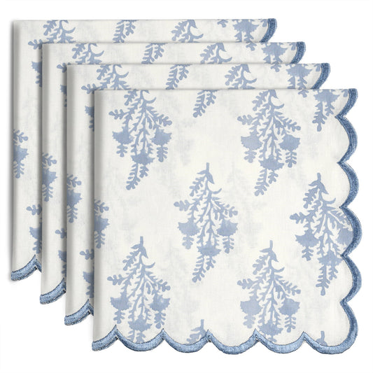 Coastal Blue Embroidery Napkins Ridhi Block Print