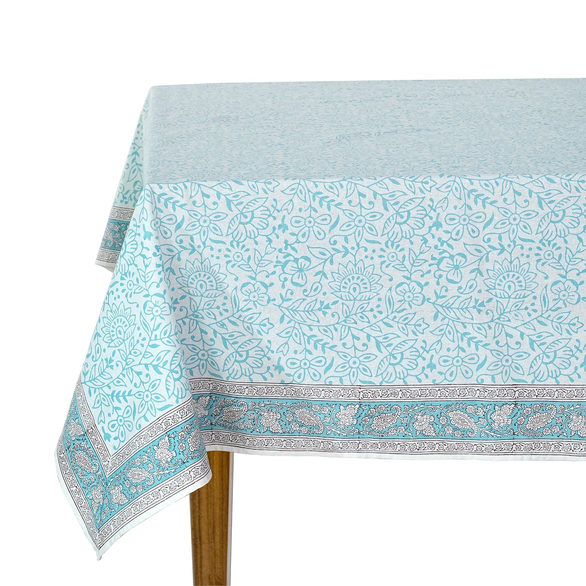 Tablecloth with floral pattern on a white background