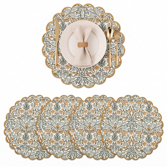 Goldenrod Yellow Round Placemat Ridhi Block Print