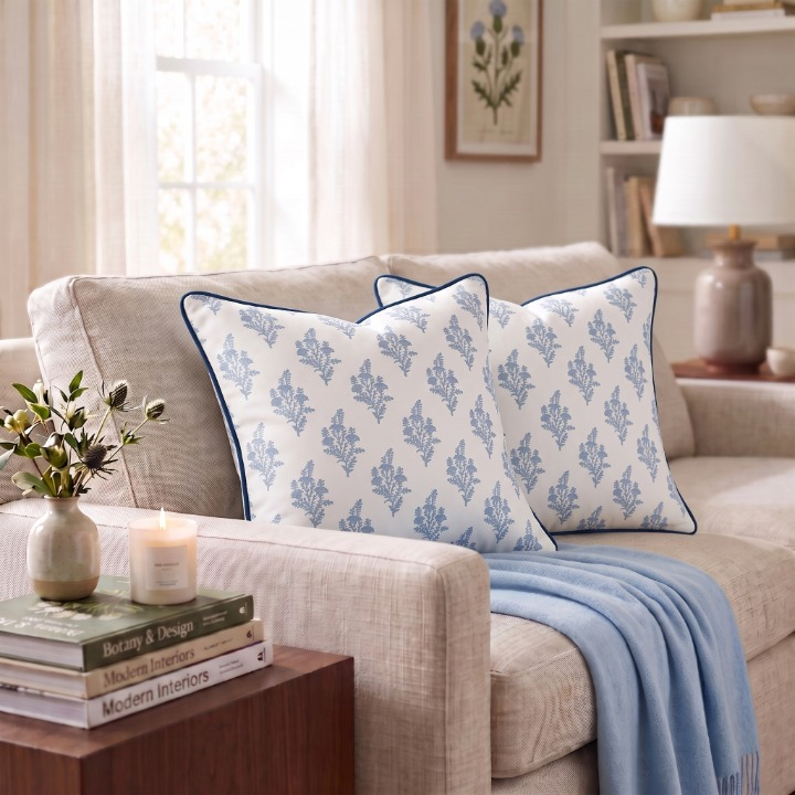 Coastal blue piping Pillow Cover RIDHI