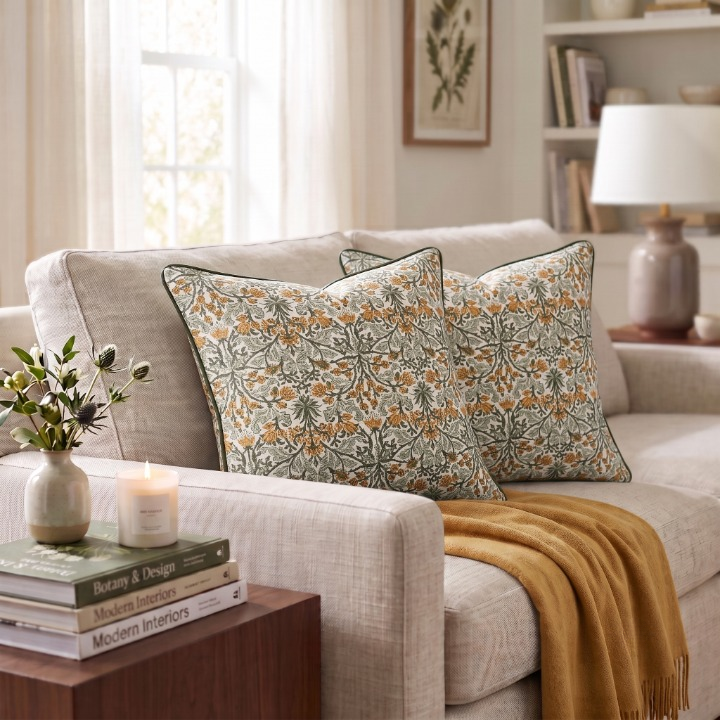 Goldenrod Yellow Piping Pillow Cover Ridhi Block Print