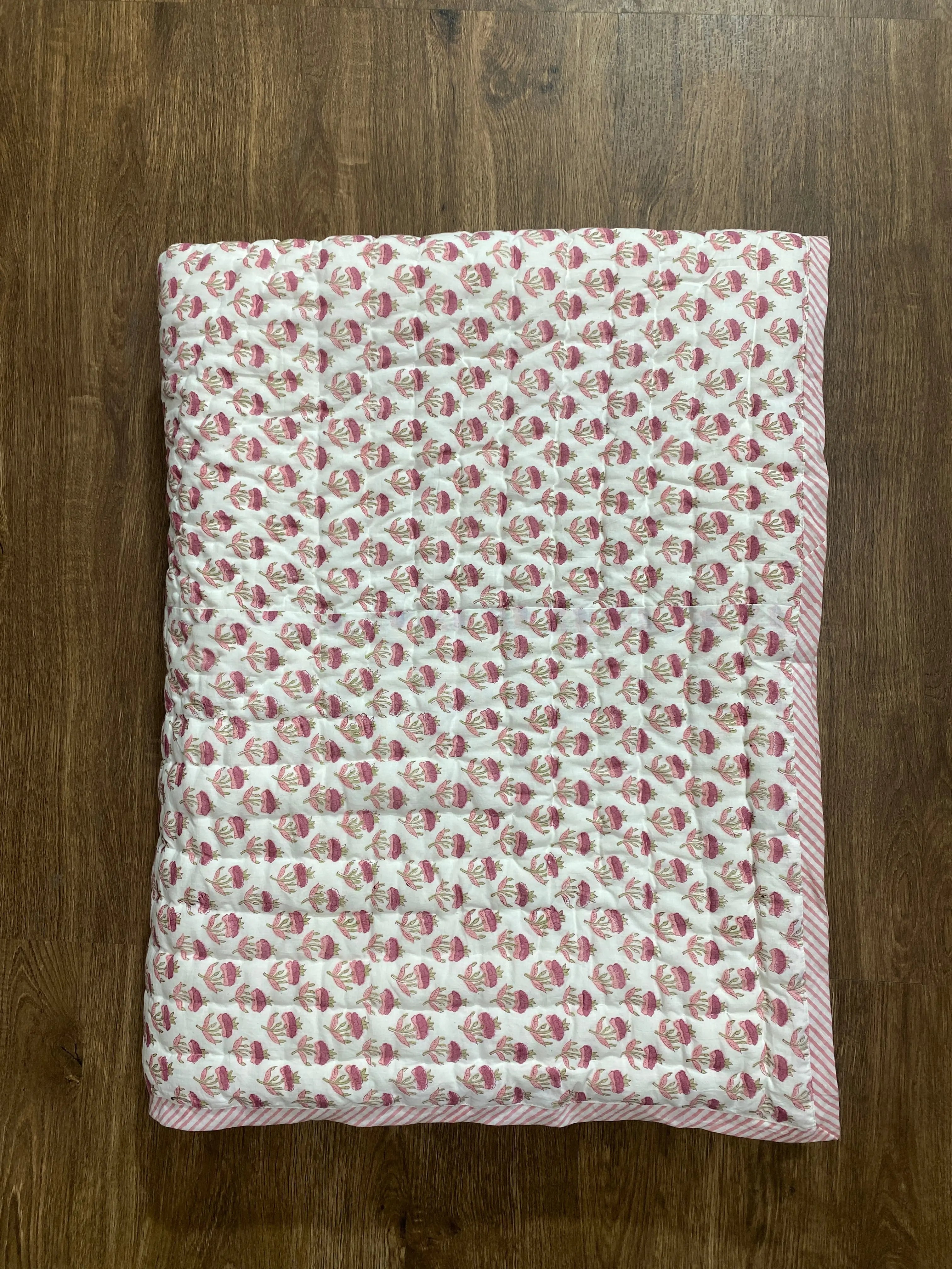 Pink Rosewood Quilt Ridhi Block Print