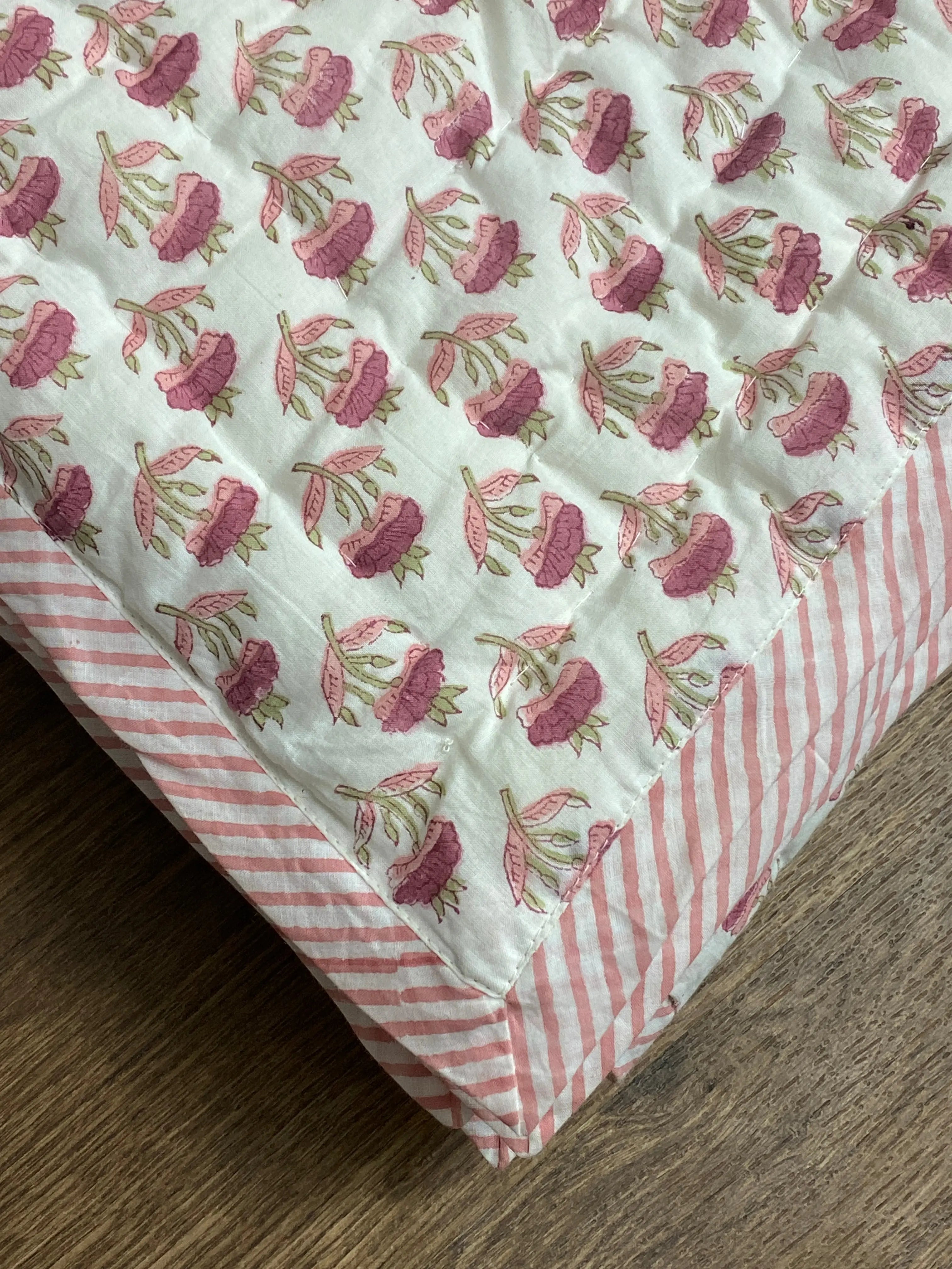 Pink Rosewood Quilt Ridhi Block Print