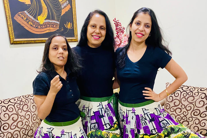 Founder Renu with her twin daughters Ridhi and Sidhi