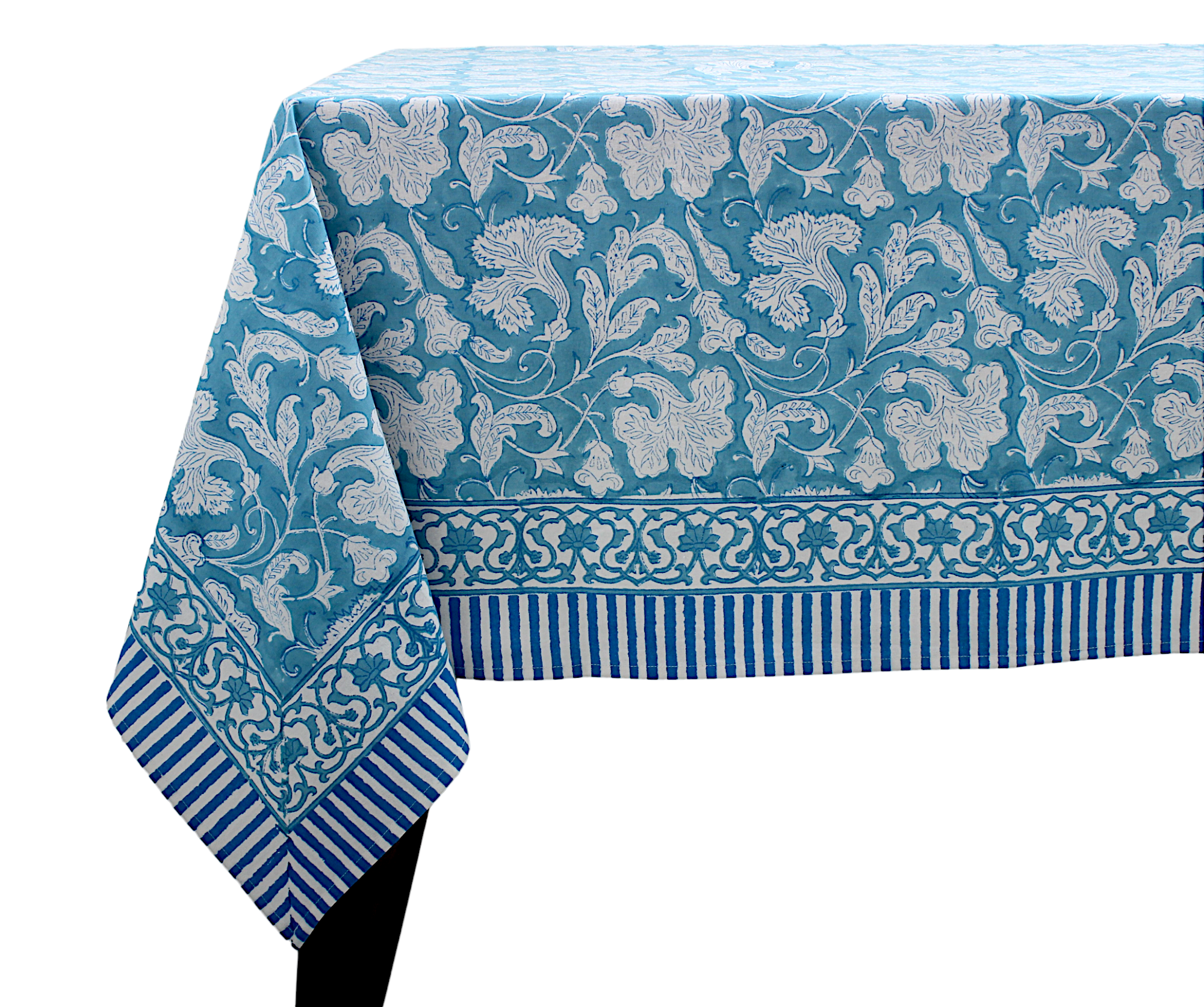 Turkish and Magic Blue Rectangle Tablecloth Ridhi Block Print