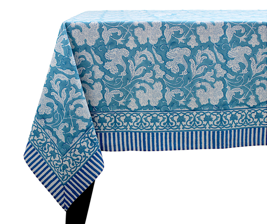 Turkish and Magic Blue Rectangle Tablecloth Ridhi Block Print