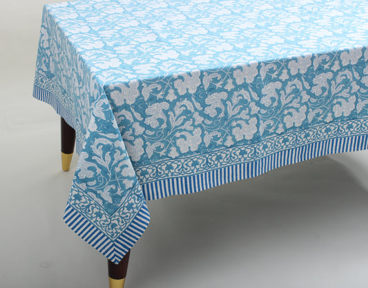 Turkish and Magic Blue Rectangle Tablecloth Ridhi Block Print