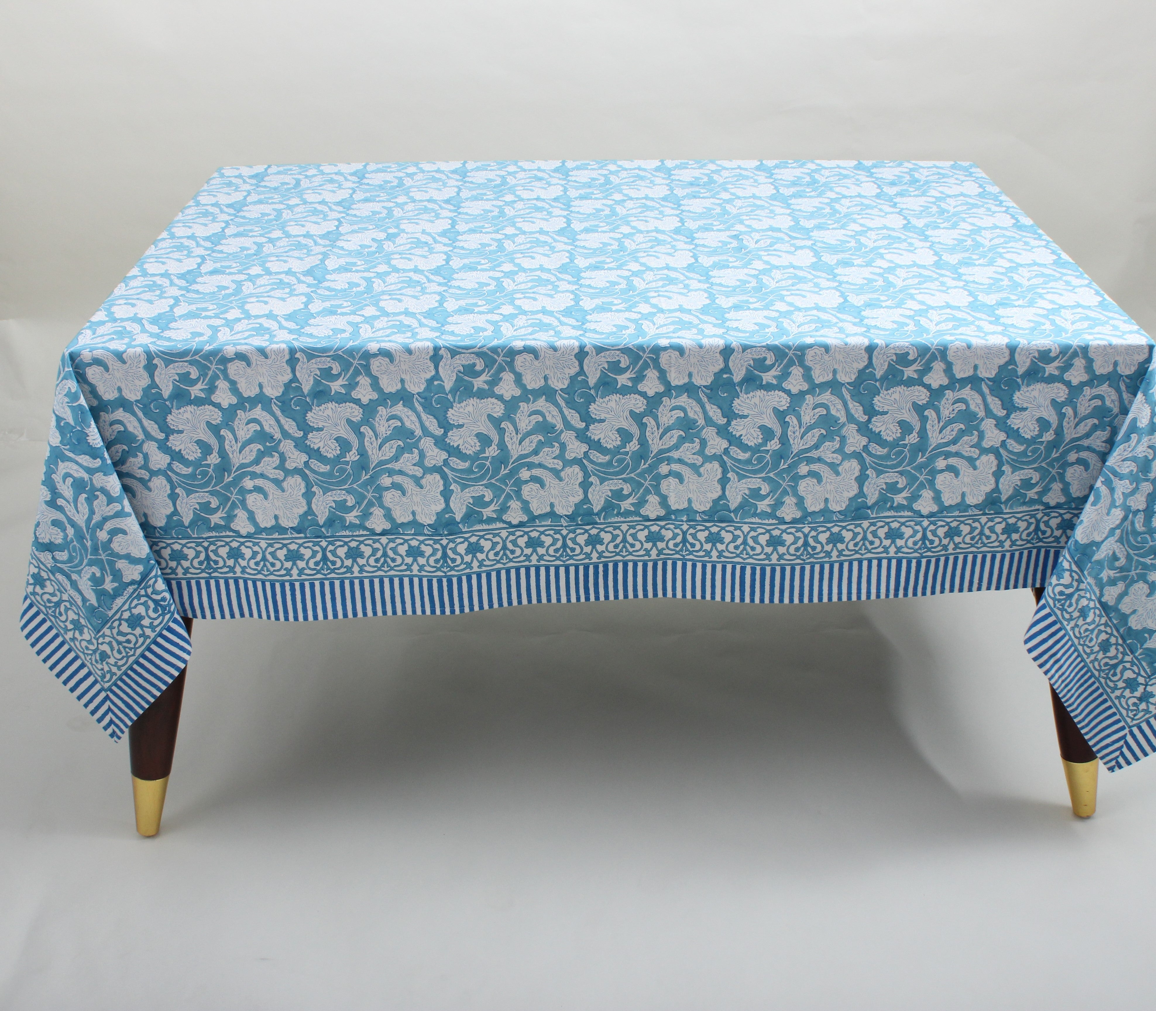 Turkish and Magic Blue Rectangle Tablecloth Ridhi Block Print