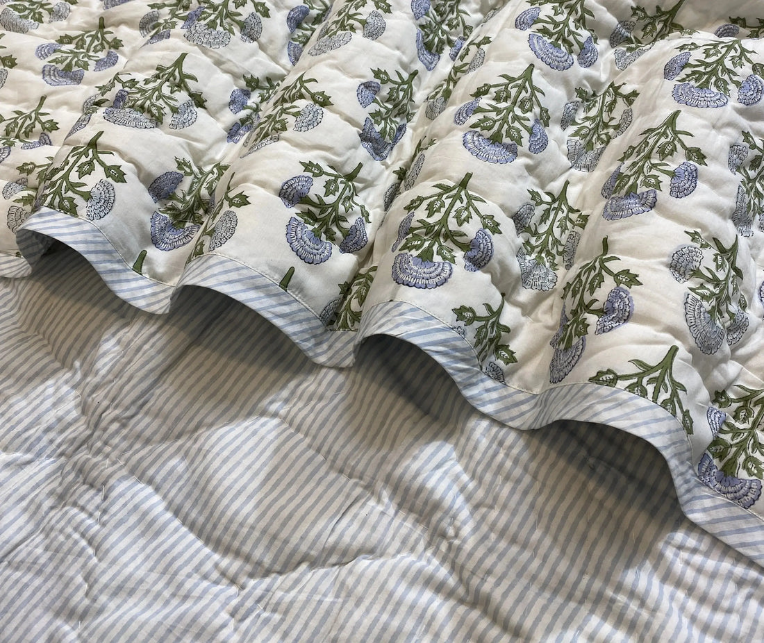 Mughal Buta Blue Quilt Ridhi Block Print