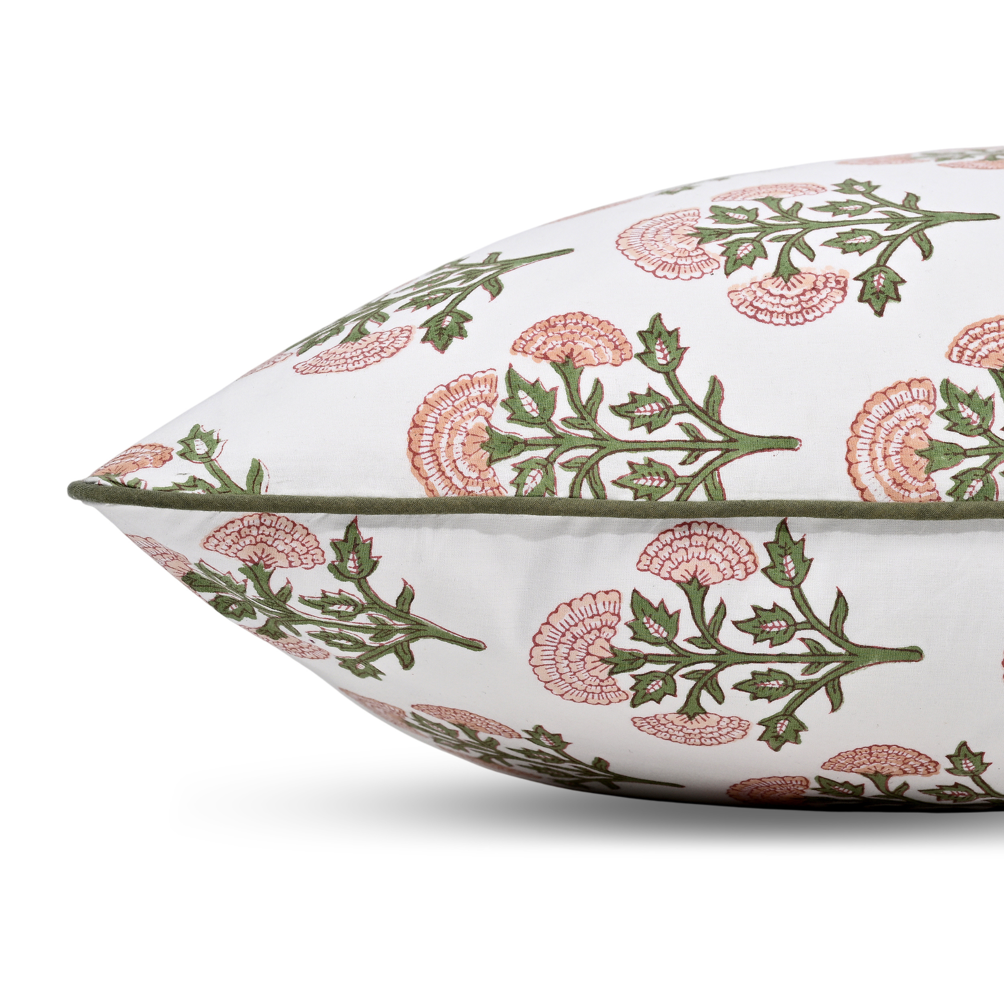 Decorative pillow with floral pattern on a white background