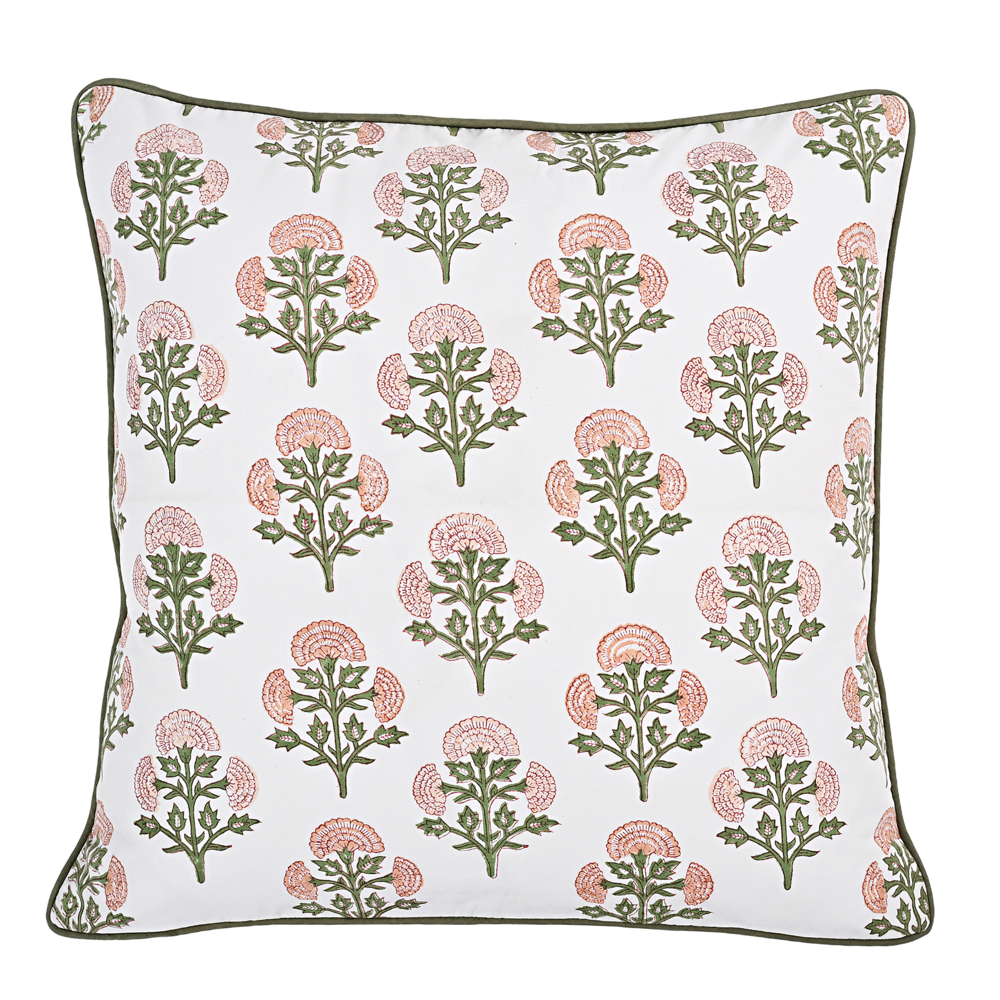 Decorative pillow with floral pattern on a white background