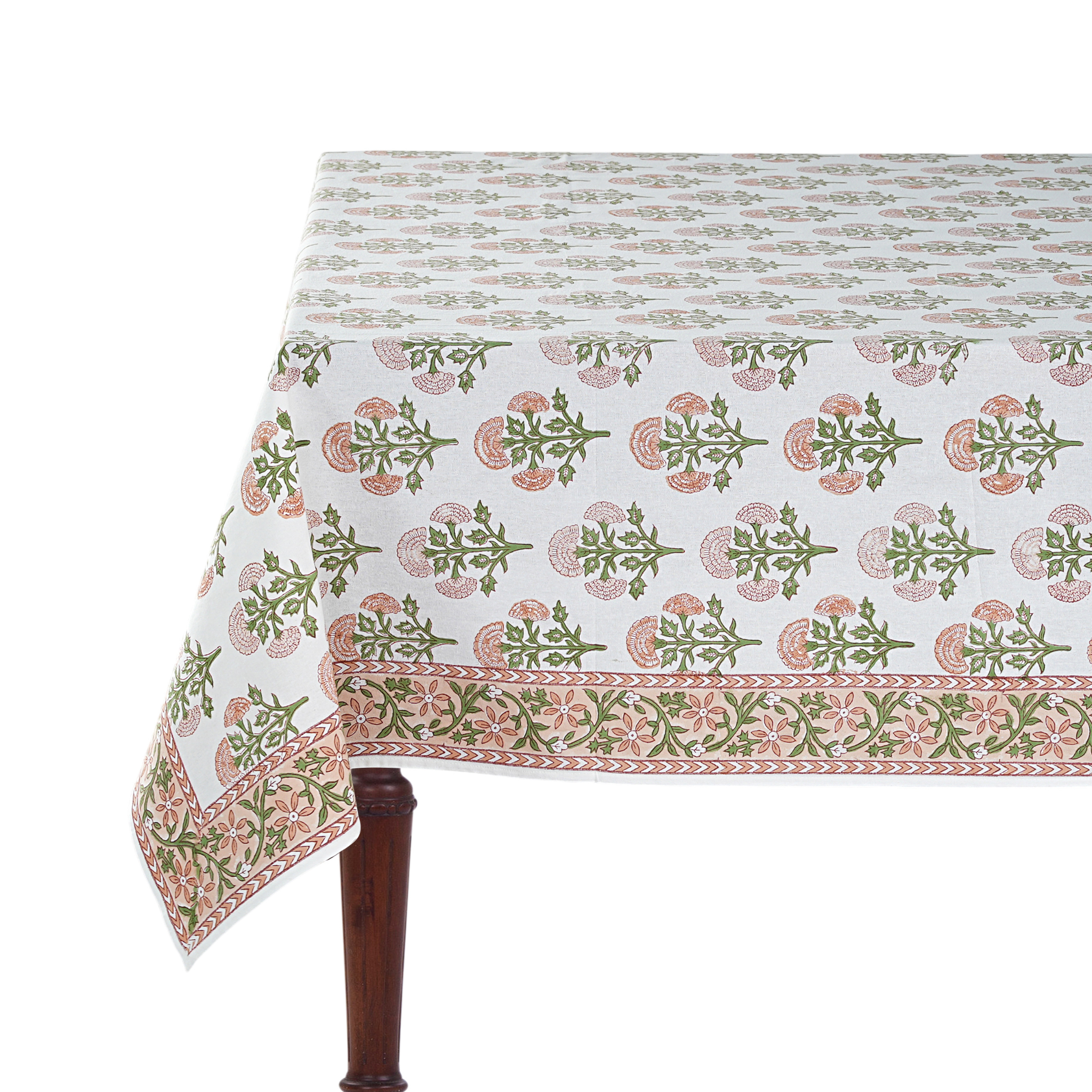 Tablecloth with floral pattern on a white background