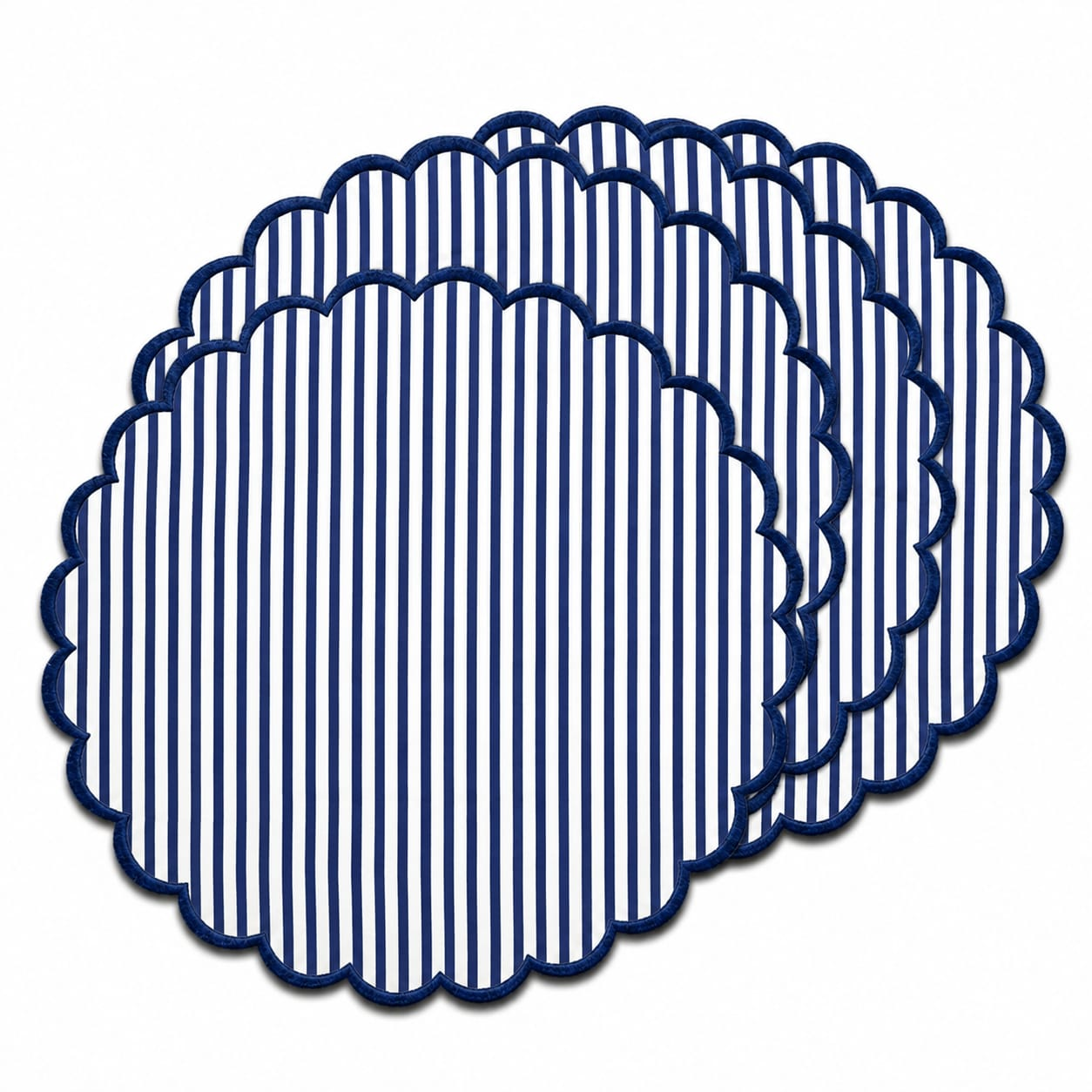 Navy Blue Stripe Round Placemat Ridhi Block Print