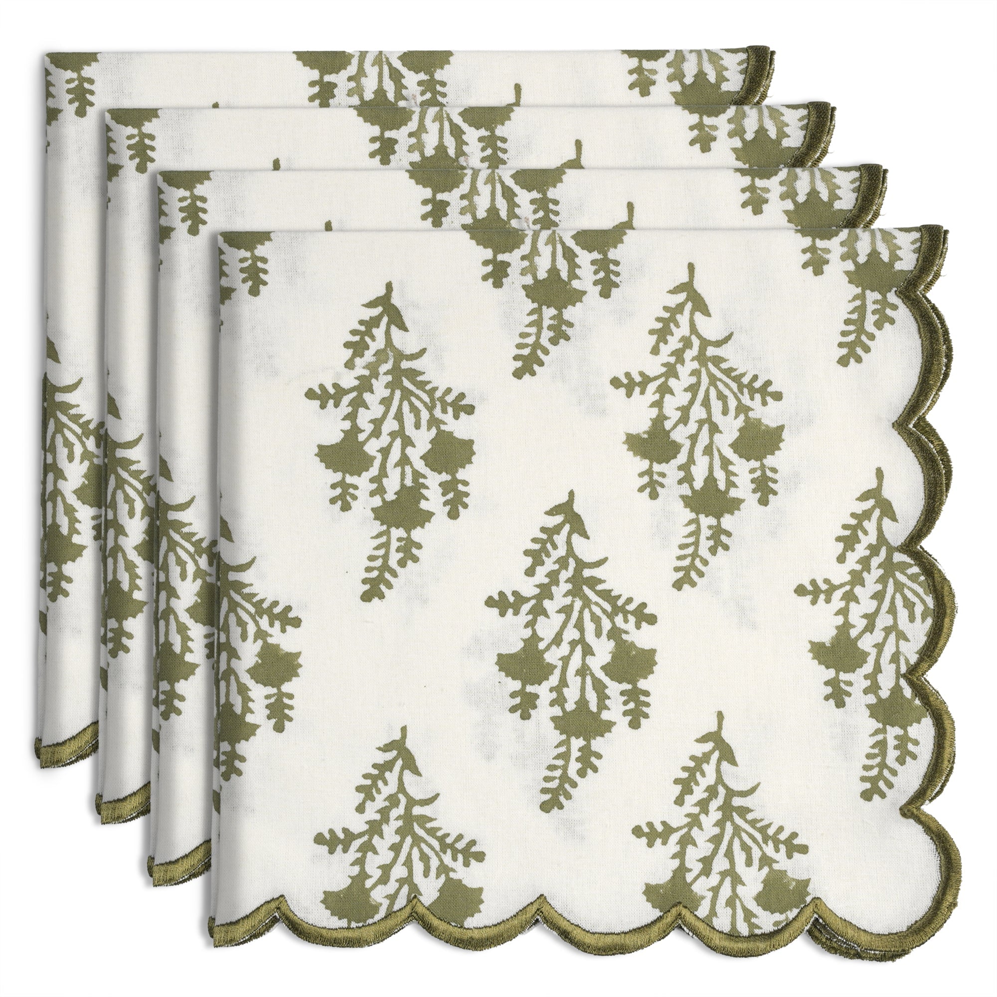 Natural Spring Embroidery Napkins Ridhi Block Print