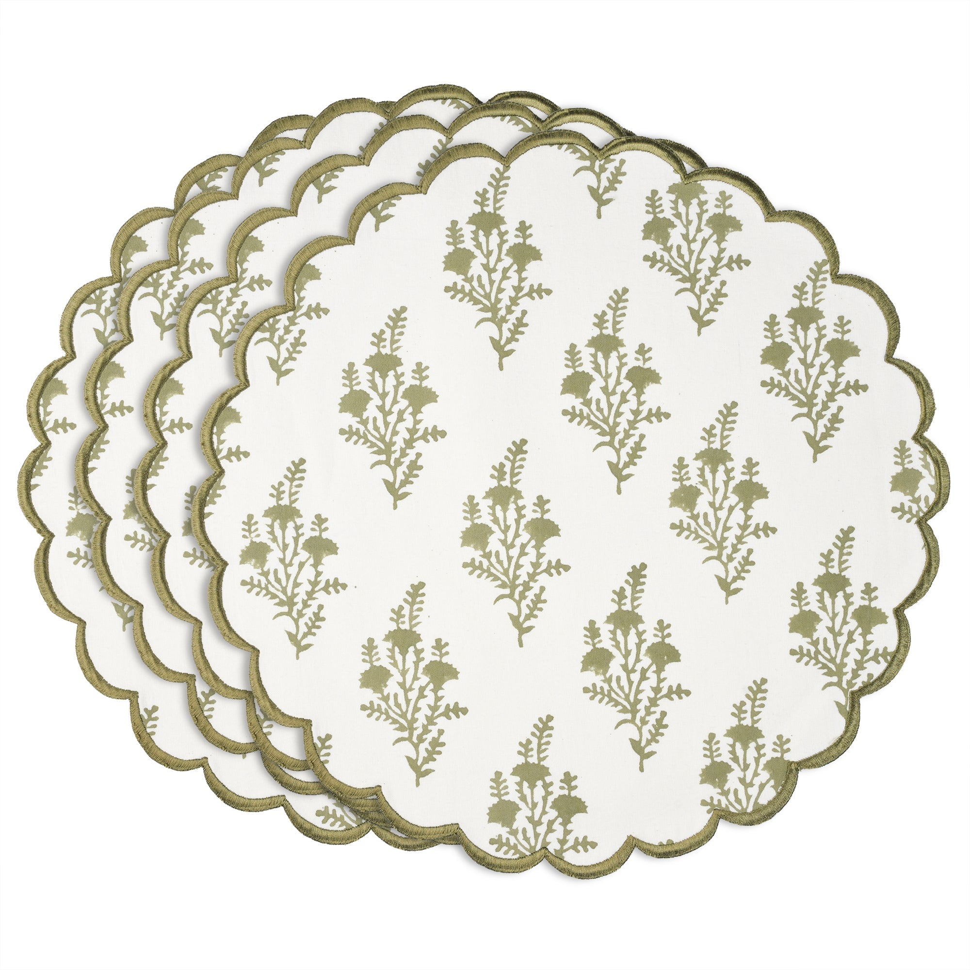 Natural Spring Round Placemats Ridhi Block Print