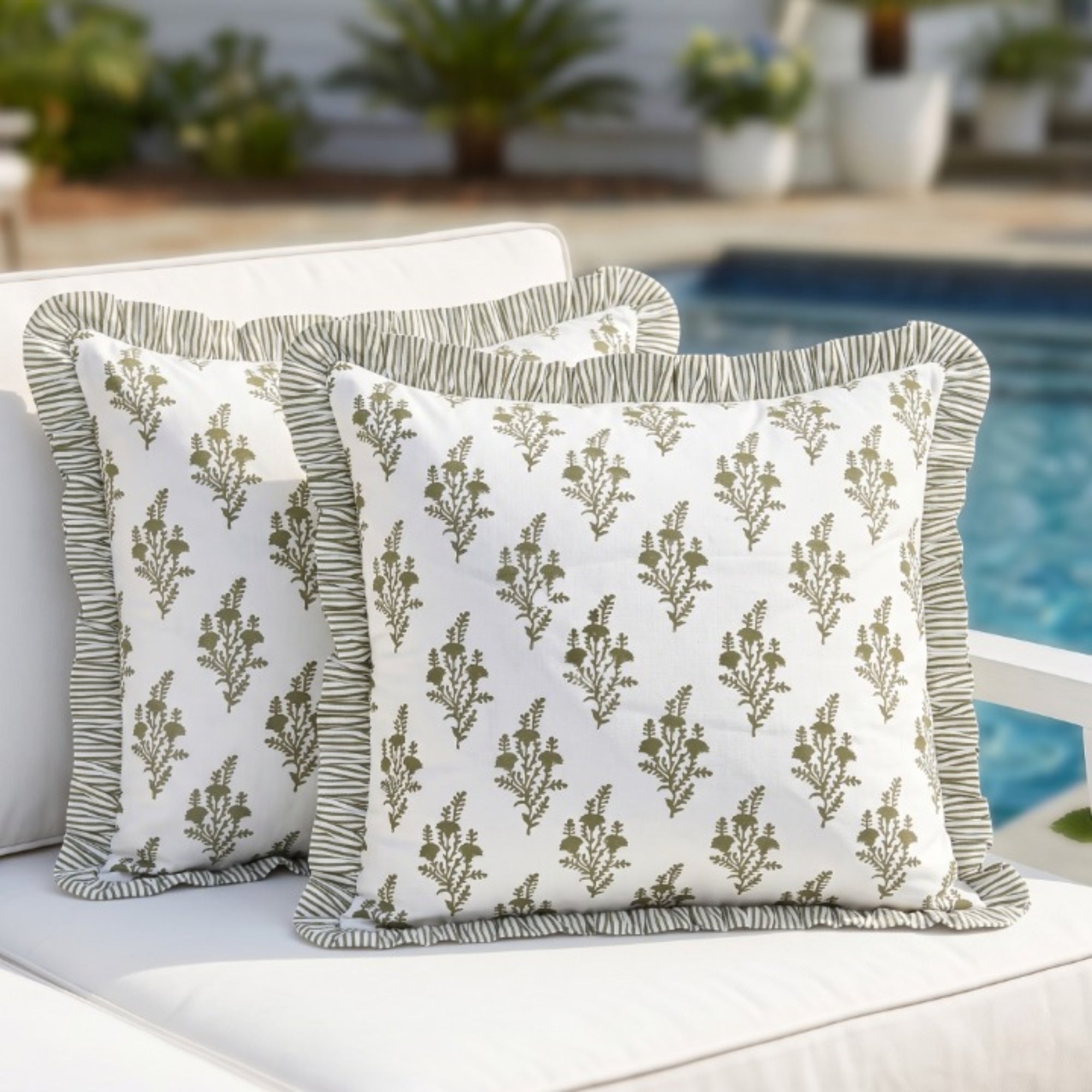 Natural Spring Ruffle Pillow Cover RIDHI