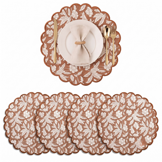 Oak Brown  Cotton Round Placemat RIDHI