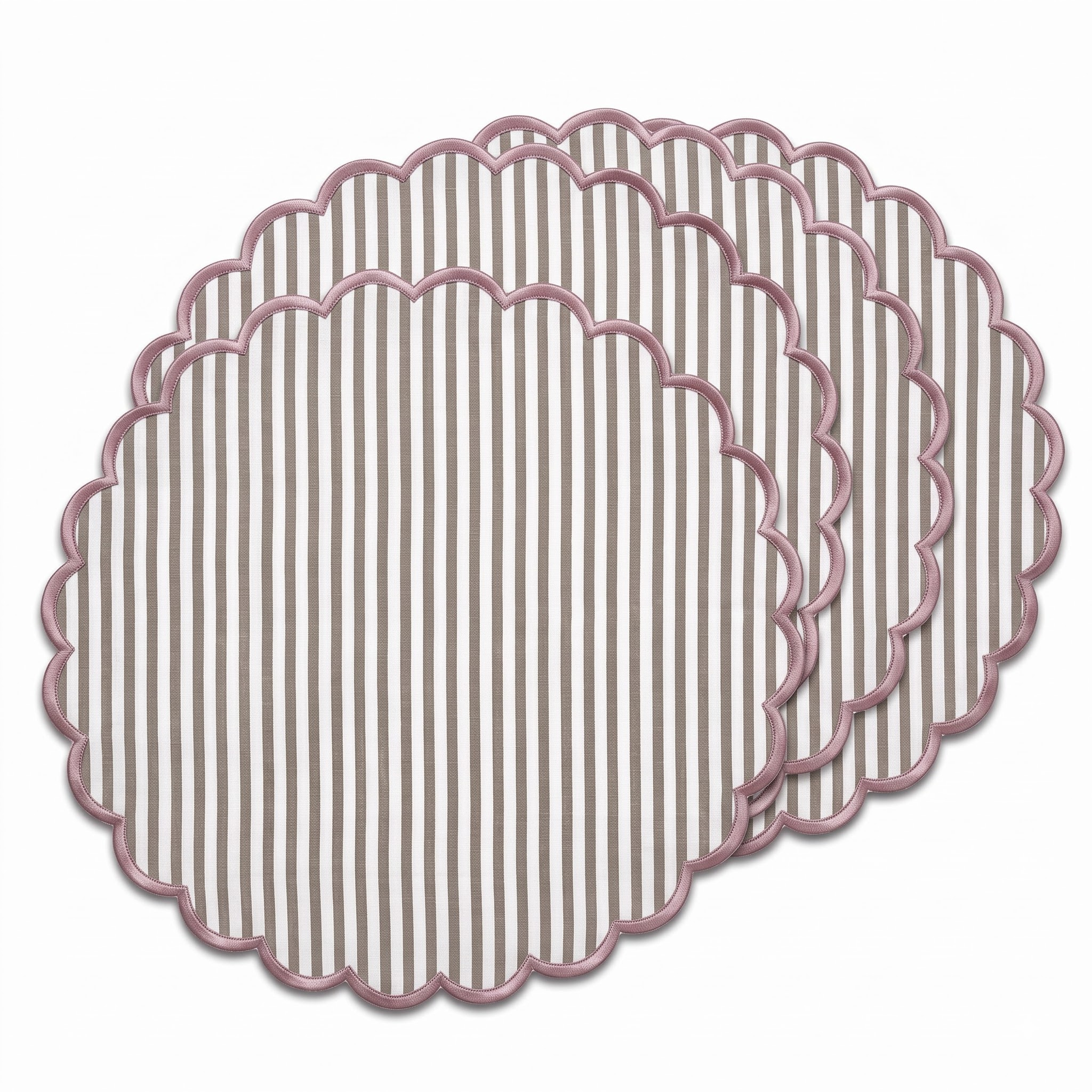 Oatmeal Brown Stripe Round Placemat Ridhi Block Print