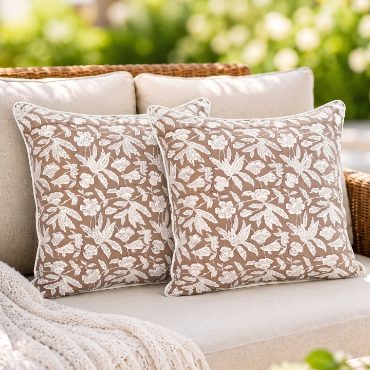 Oak Brown piping Pillow Cover RIDHI