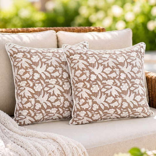 Oak Brown piping Pillow Cover RIDHI