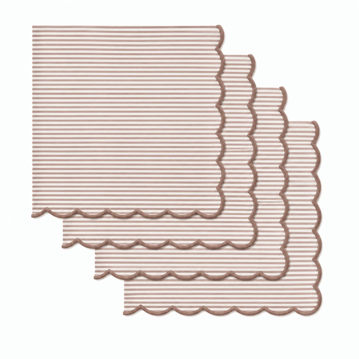 Oatmeal Brown Stripe Embroidery Napkins Ridhi Block Print