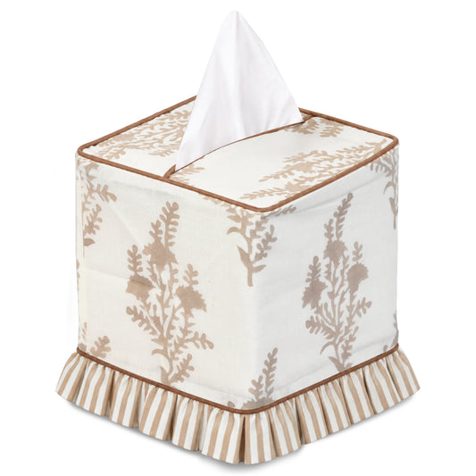 Block Print Ruffle Tissue Box Cover - Quiet Earth RIDHI