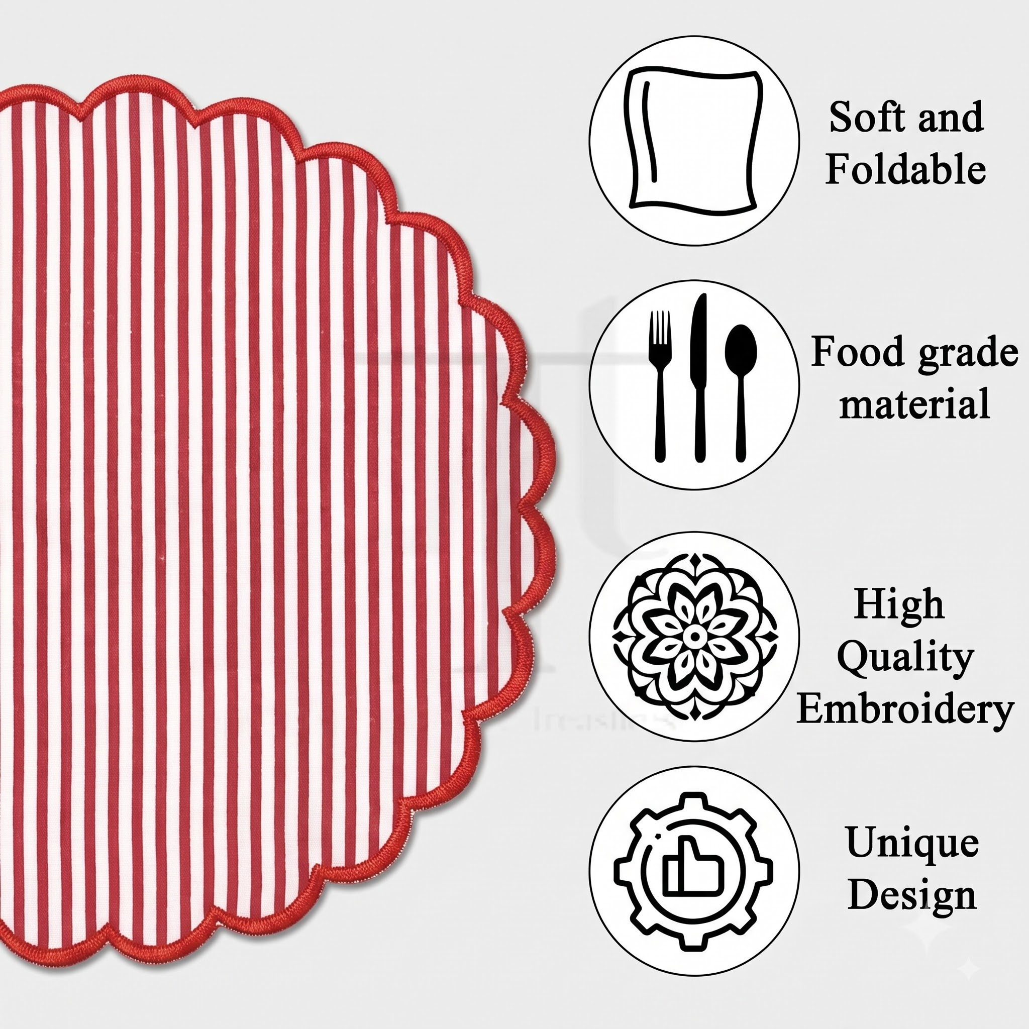 Ruby Red Stripe Round Placemat Ridhi Block Print