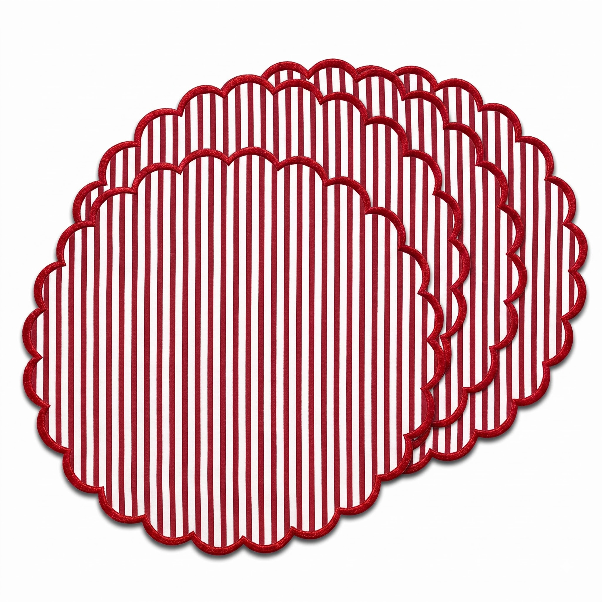 Ruby Red Stripe Round Placemat Ridhi Block Print