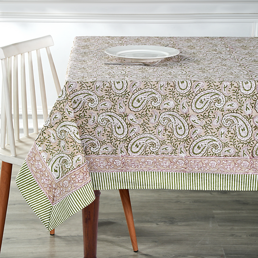 Tablecloth with paisley pattern on a dining table