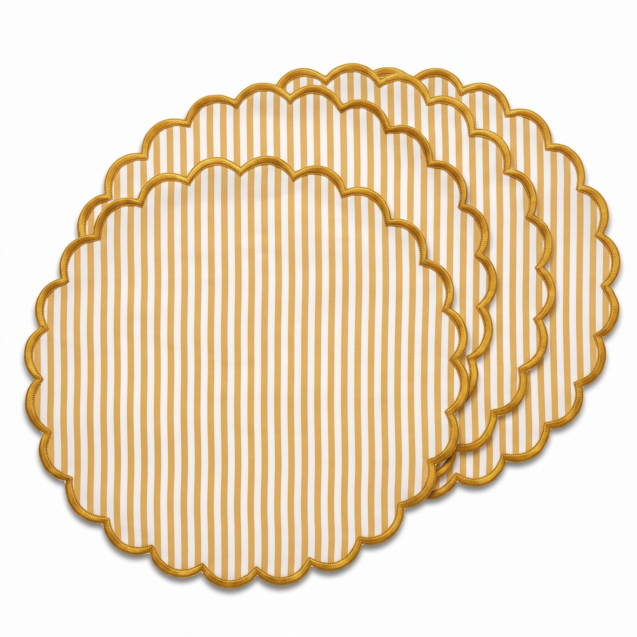 Saffron Yellow Stripe Round Placemat Ridhi Block Print