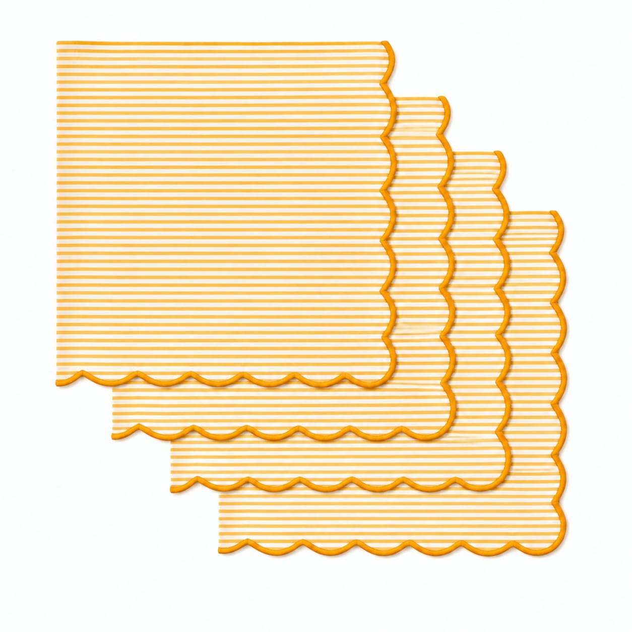 Saffron Yellow Stripe Embroidery Napkins Ridhi Block Print