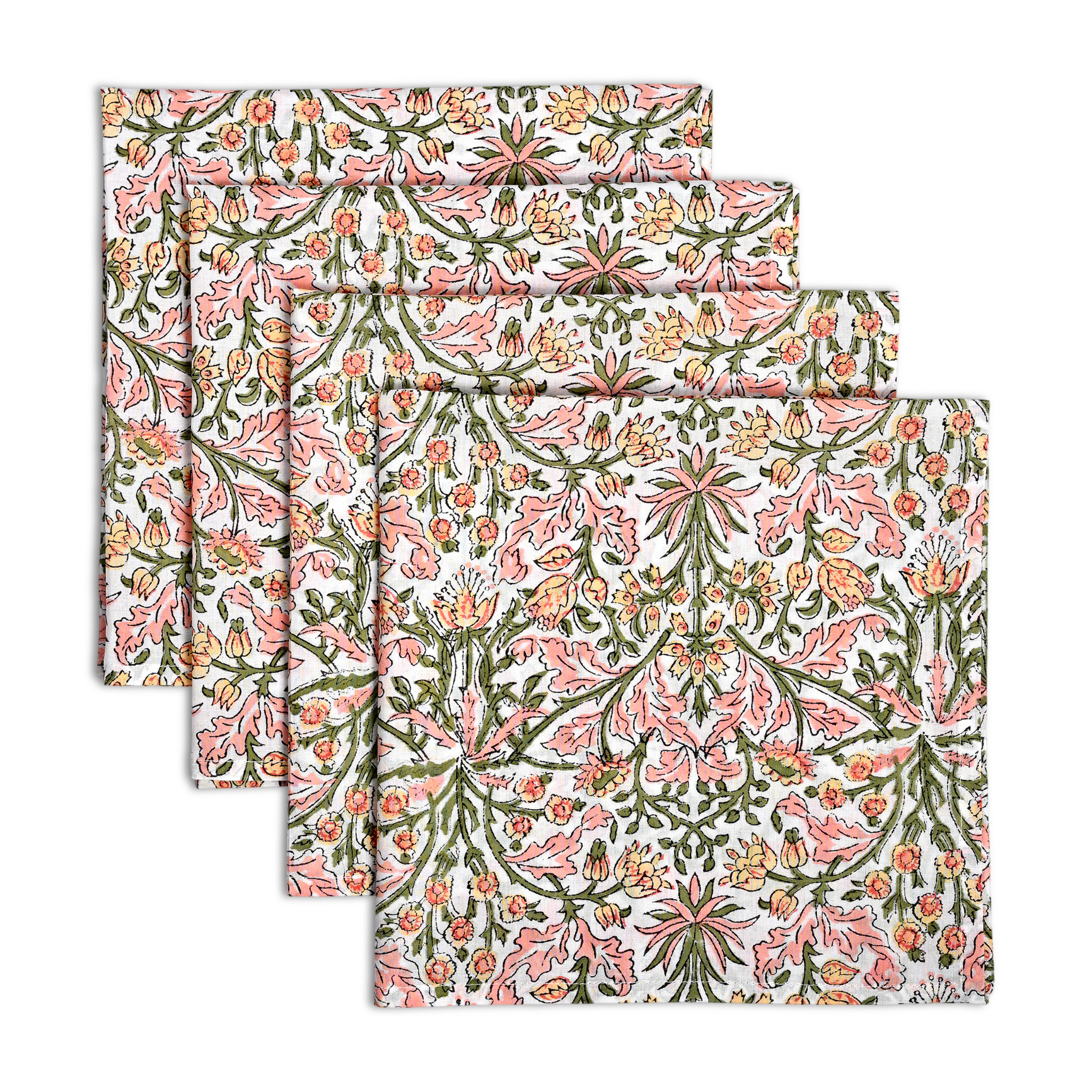 Set of floral patterned paper sheets on a white background