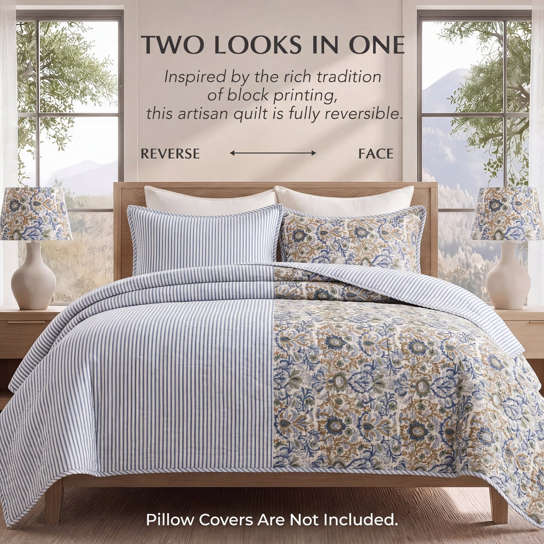 Indigo Floral Quilt Ridhi Block Print
