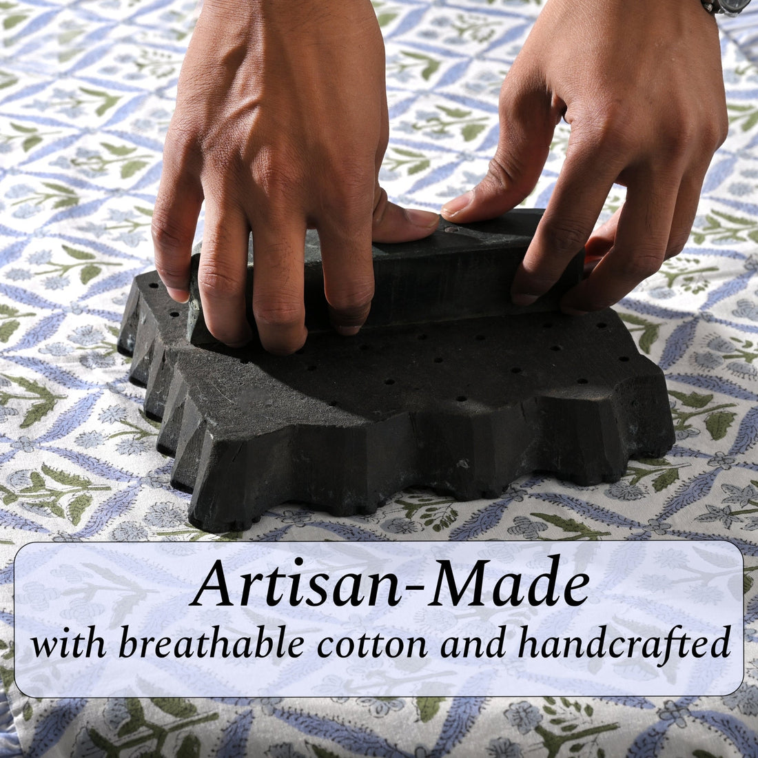 Light Steel Blue Quilt Ridhi Block Print