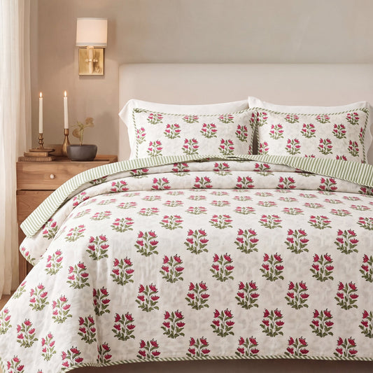 Marmalade Red Quilt Ridhi Block Print