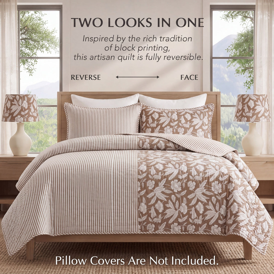 Oak Brown Quilt Ridhi Block Print