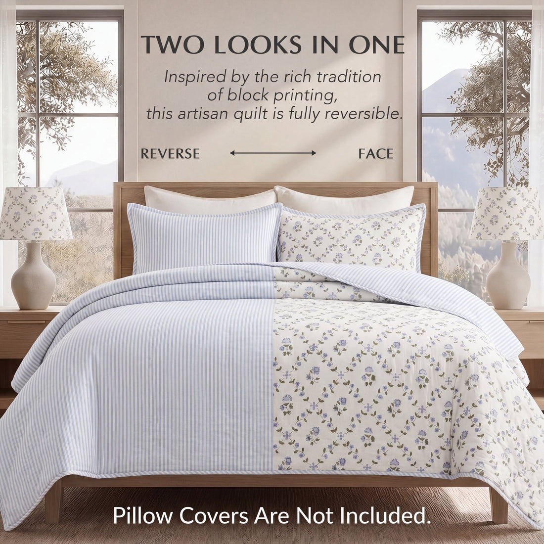 Powder Blue Quilt Ridhi Block Print